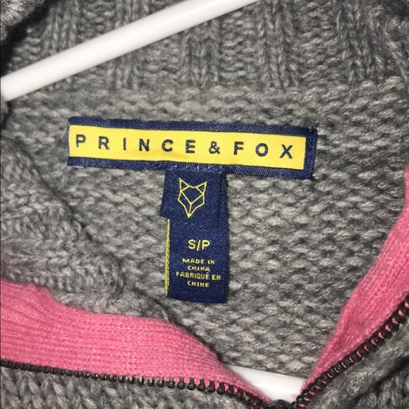 Grey and pink prince and quarter zip sweater. Size small - Picture 3 of 3